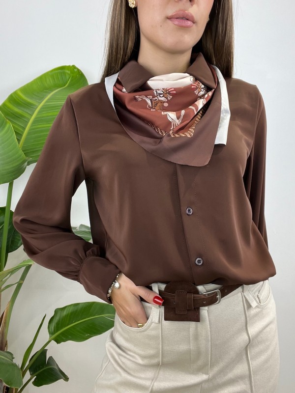 CAMICIA FOULARD MARRONE CAMICIA FOULARD MARRONE