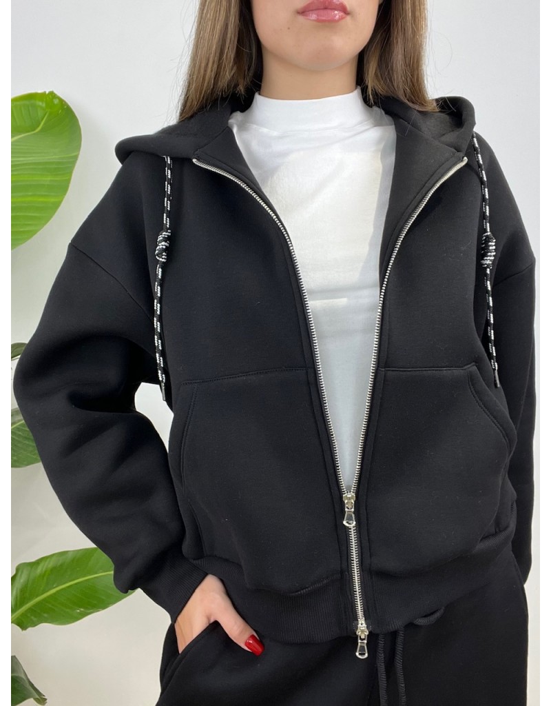 FELPA SIMPLY CON ZIP LUMINA NERO