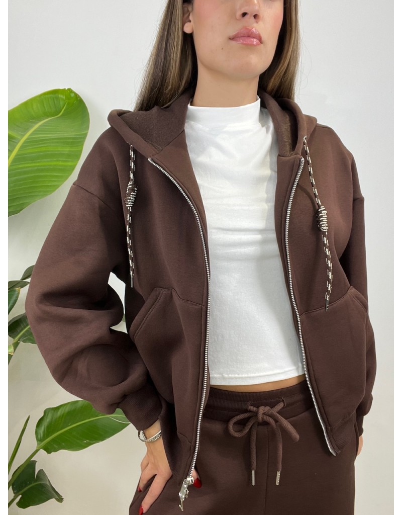 FELPA SIMPLY CON ZIP LUMINA MARRONE
