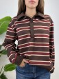 POLO FELPA RIGHE MARRONE