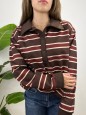 POLO FELPA RIGHE MARRONE