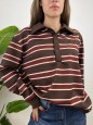 POLO FELPA RIGHE MARRONE