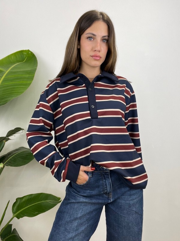 POLO FELPA RIGHE BLU POLO FELPA RIGHE BLU