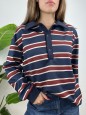 POLO FELPA RIGHE BLU
