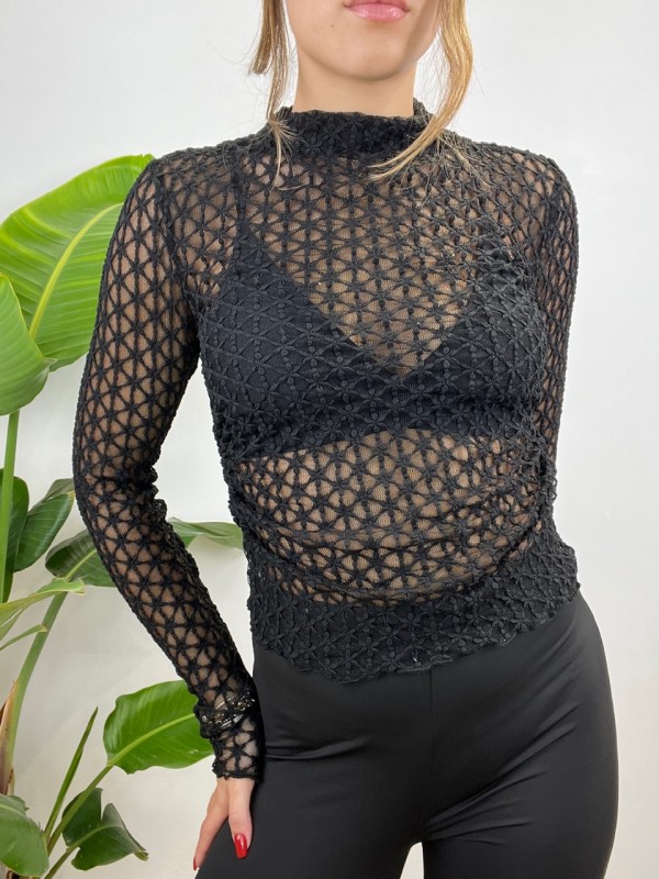 MAGLIA FIORY NERA MAGLIA FIORY NERA