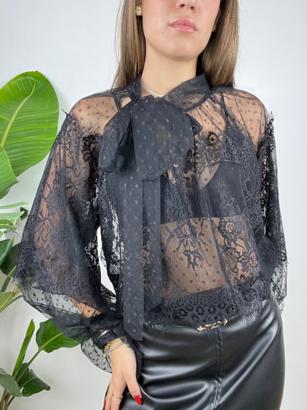 CAMICIA TOTAL PIZZO BARBARA NERA CAMICIA TOTAL PIZZO BARBARA NERA