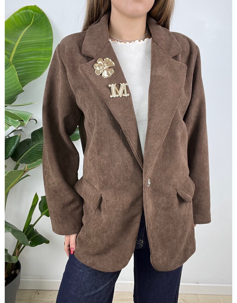 BLAZER TANIA VELLUTO MARRONE