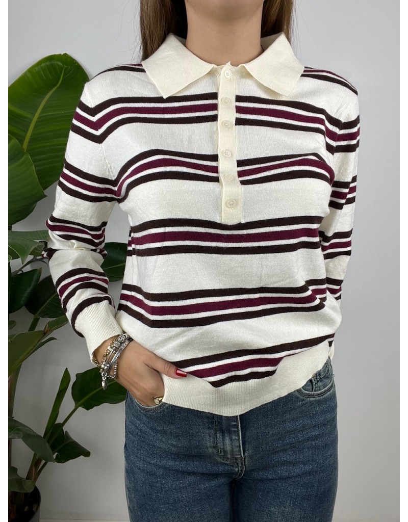 PULLOVER POLO GRAZIA BIANCA BORDEAUX