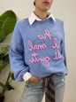 PULLOVER HO IL MAL DI GENTE AZZURRO