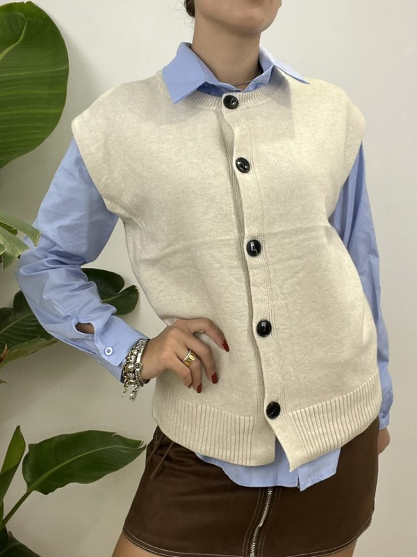 PULL GILET JOLIA BEIGE PULL GILET JOLIA BEIGE
