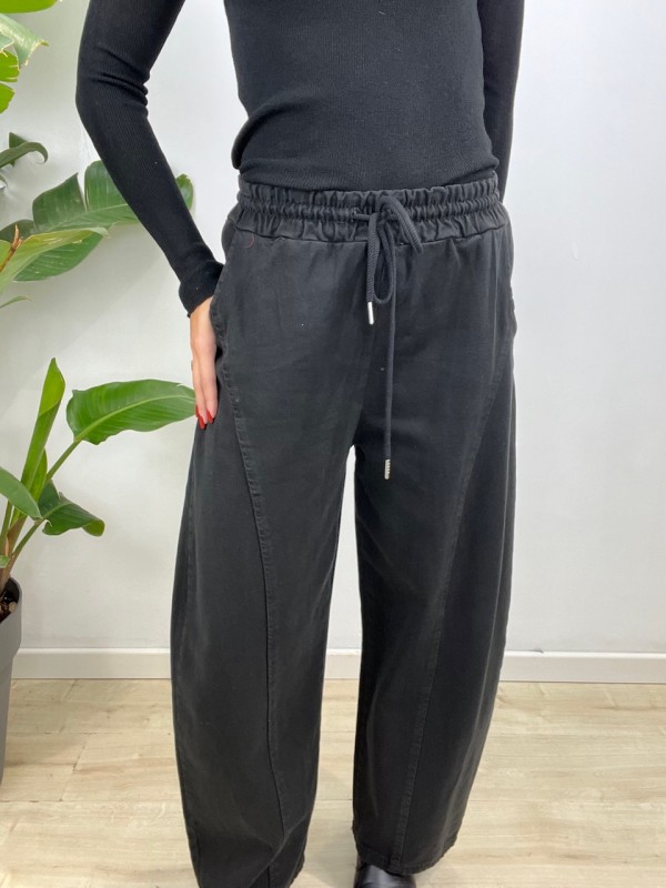 PANTALONI JOGGERS DENIM NERO PANTALONI JOGGERS DENIM NERO