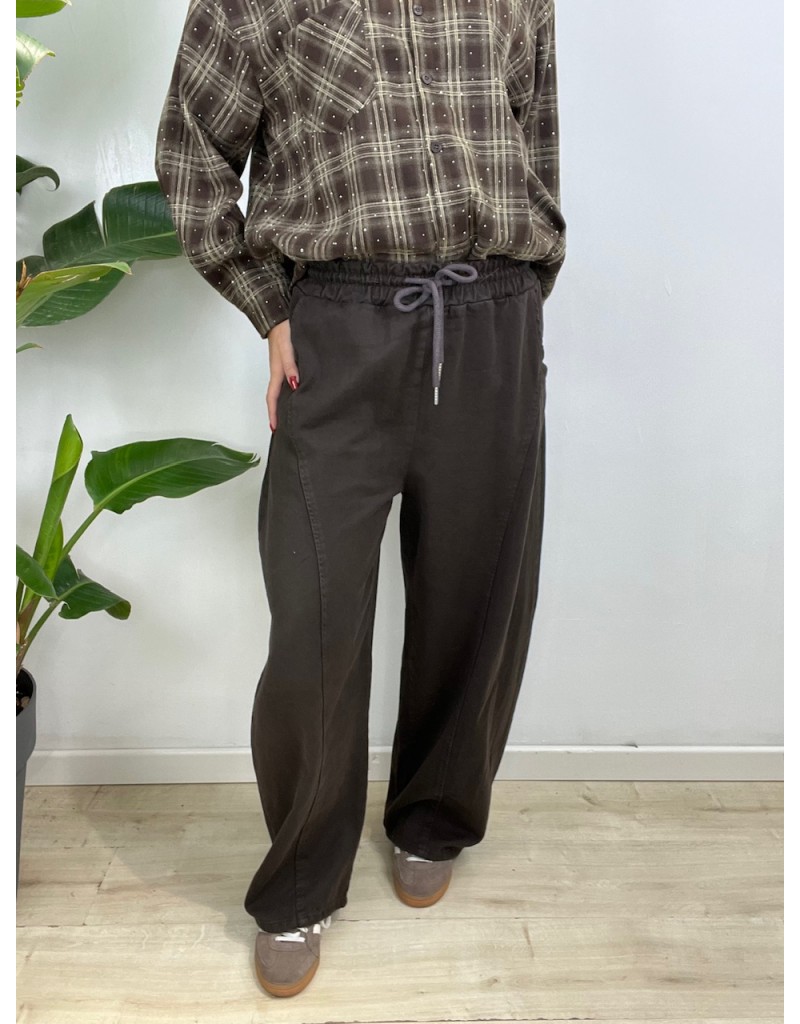 PANTALONI JOGGERS DENIM MARRONE