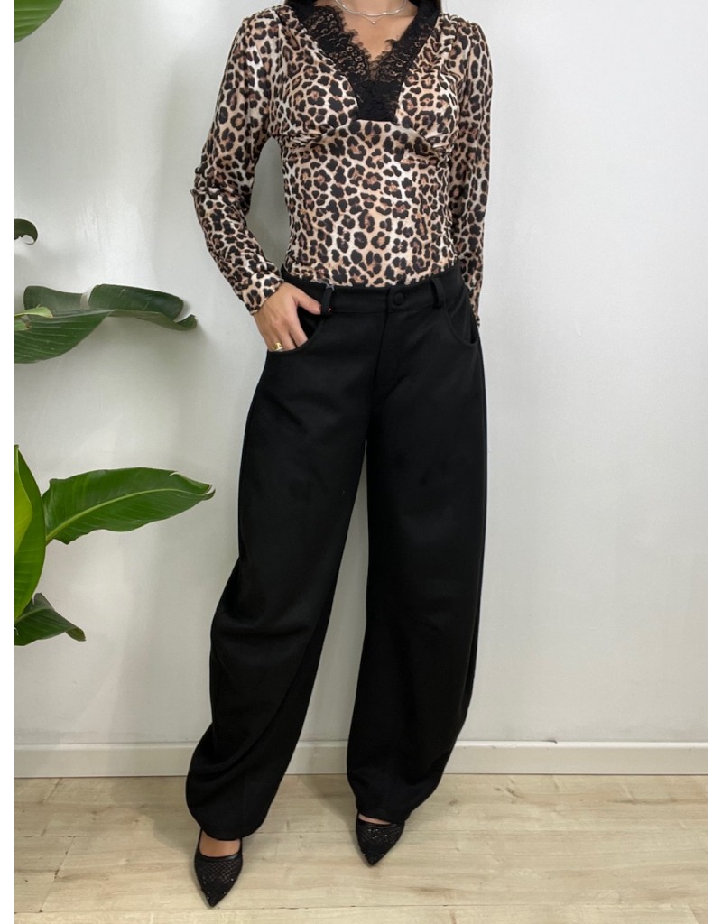 PANTALONI BALLOONS ECOCAMOSCIO NERO