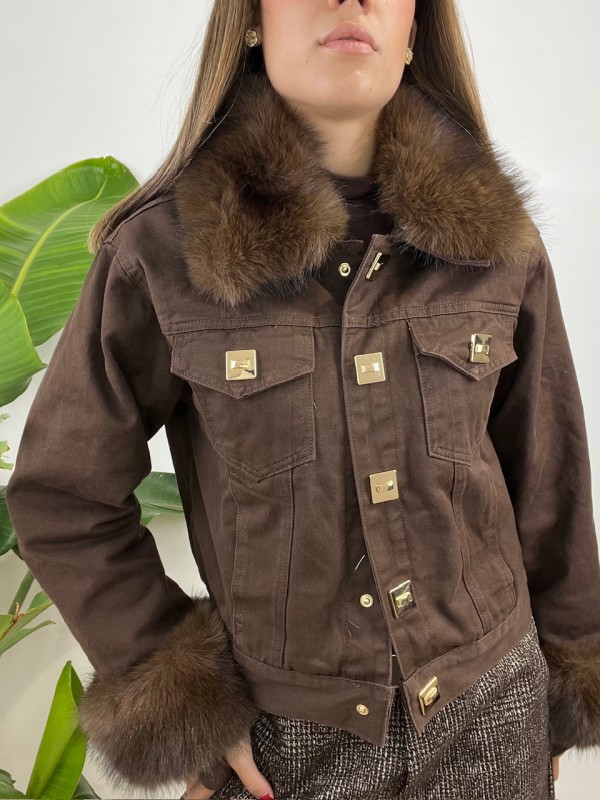 GIUBBINO DENIM SANSY MARRONE