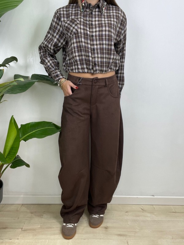 PANTALONI BALLOONS ECOCAMOSCIO MARRONE