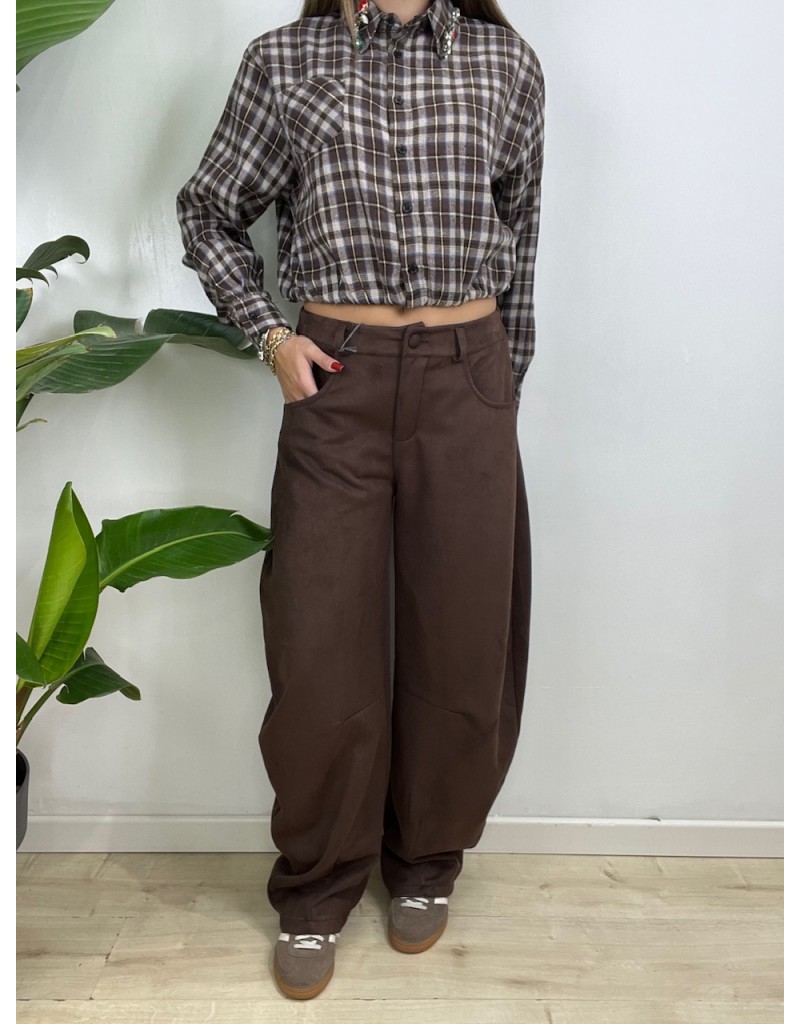 PANTALONI BALLOONS ECOCAMOSCIO MARRONE