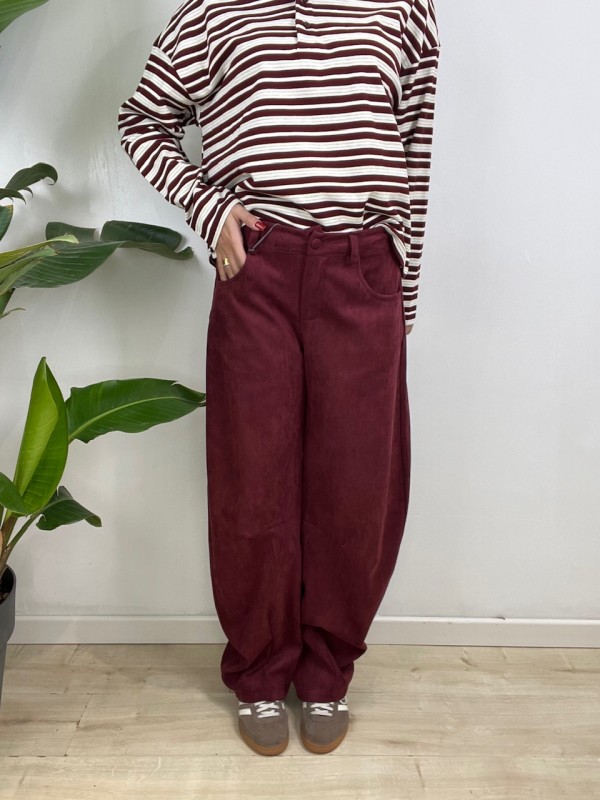 PANTALONI BALLOONS ECOCAMOSCIO BORDEAUX