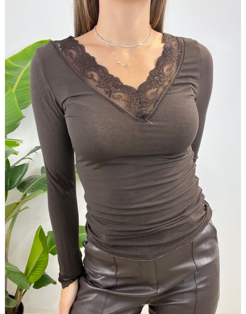 MAGLIA GIUSY PIZZO MARRONE