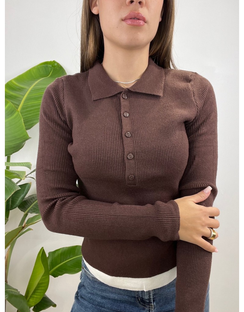 PULL POLO REBY MARRONE