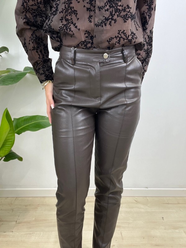 PANTALONI ECOPELLE VALIUZ MARRONE
