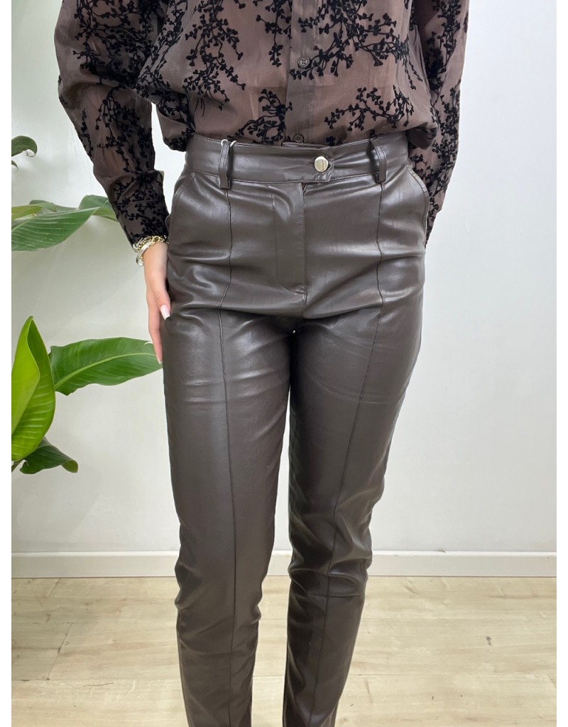 PANTALONI ECOPELLE VALIUZ MARRONE
