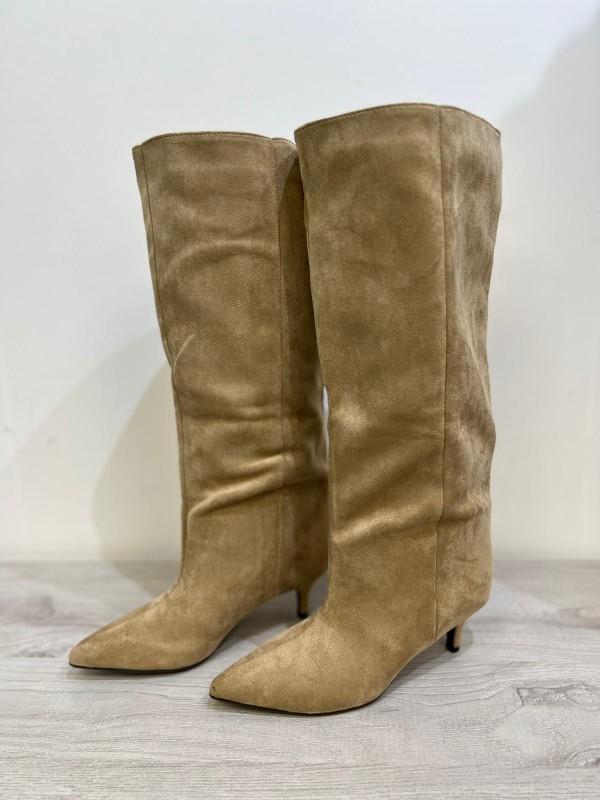 STIVALE GLAMOUR CON TACCO BEIGE