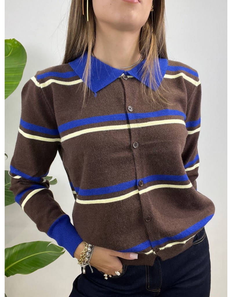 CARDIGAN POLO MARRONE