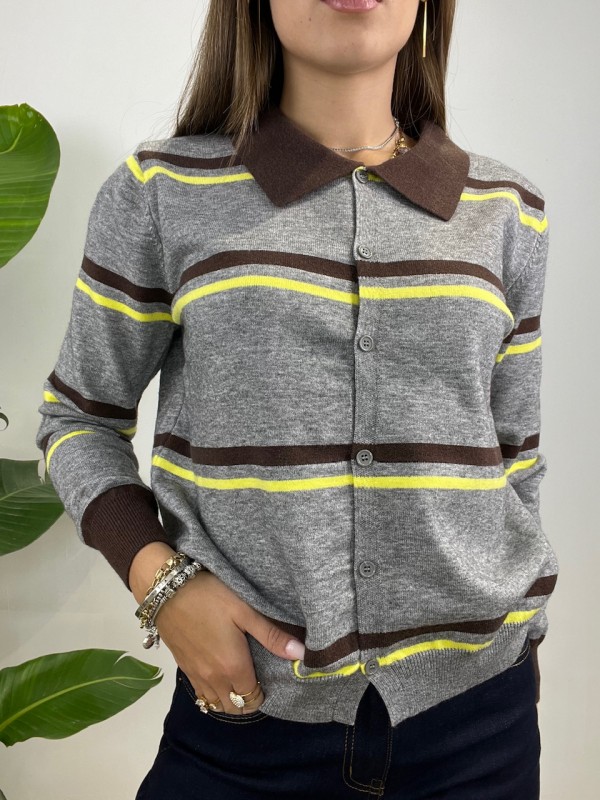 CARDIGAN POLO GRIGIO