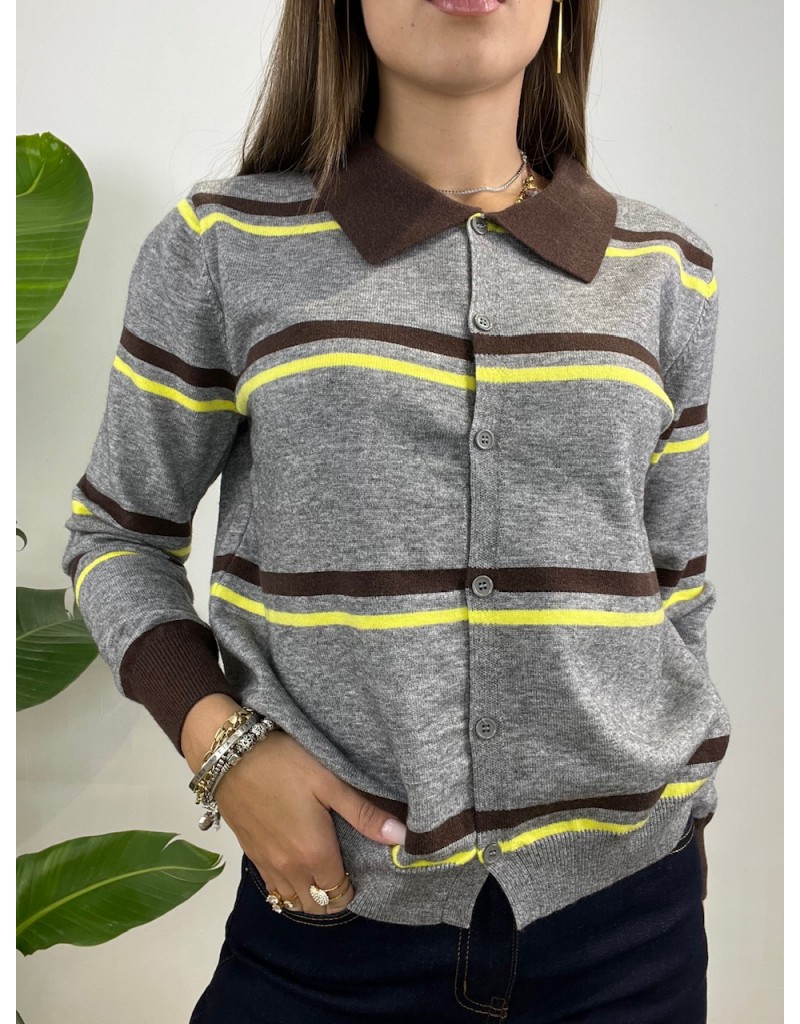 CARDIGAN POLO GRIGIO