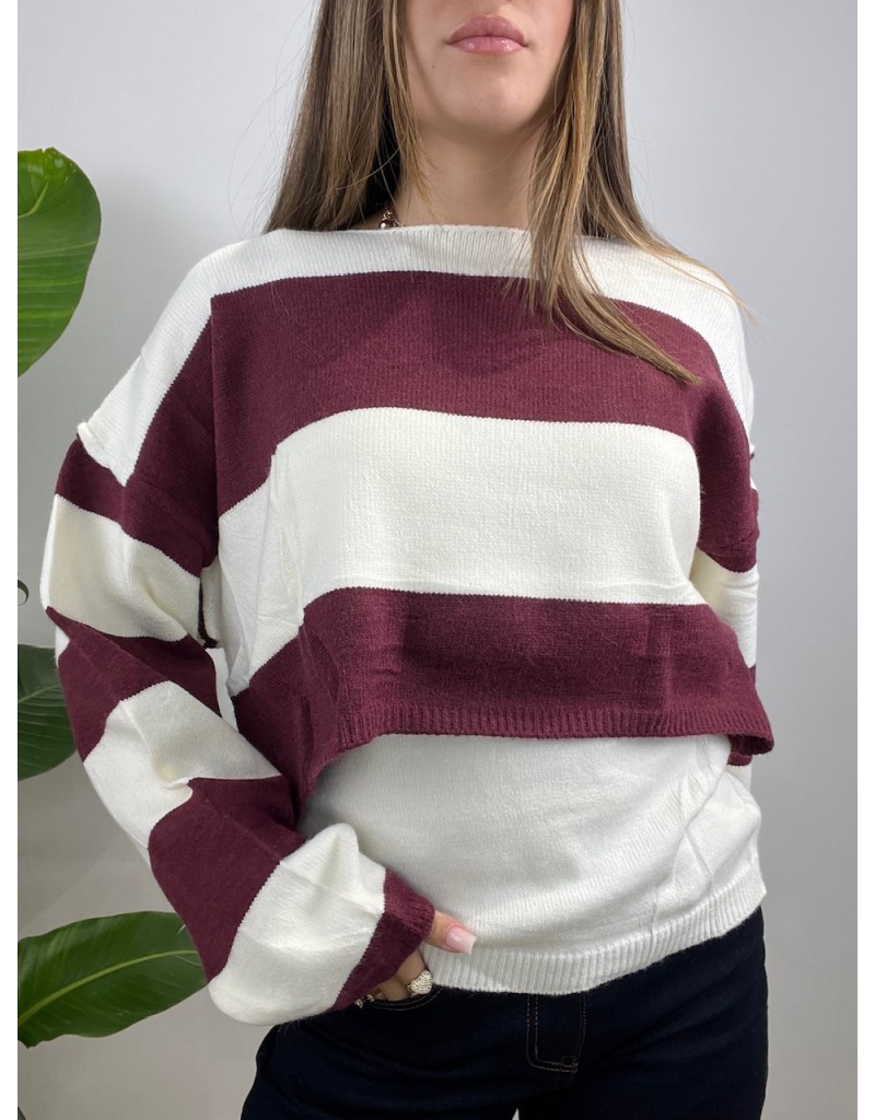 SET PULL + CANOTTA BORDEAUX/BIANCO