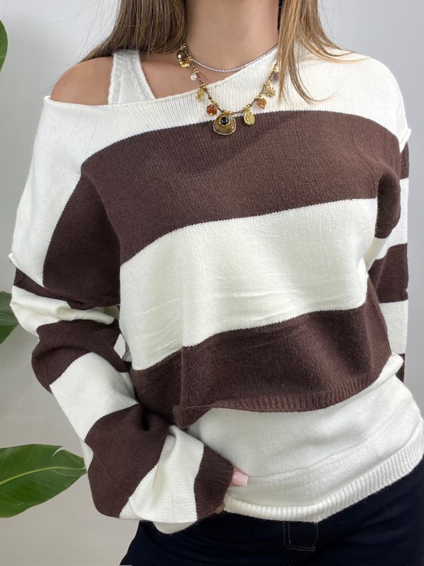 SET PULL + CANOTTA MARRONE/BIANCO