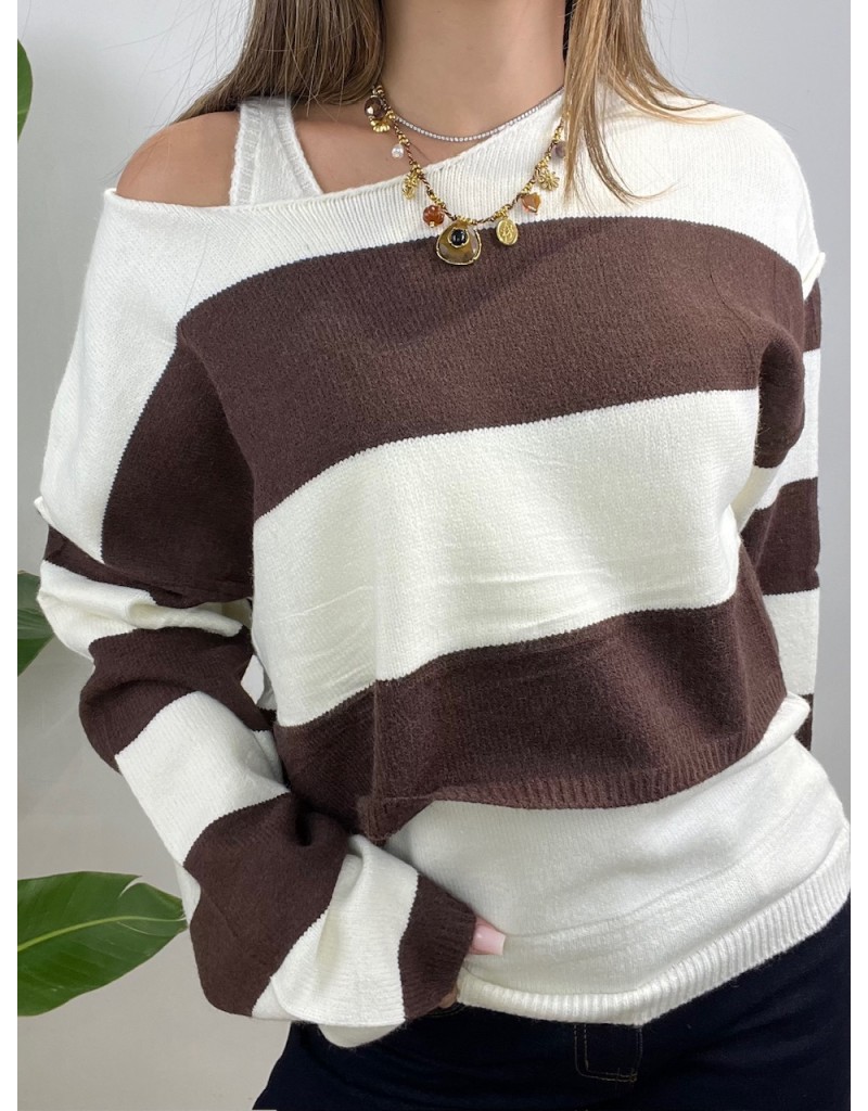 SET PULL + CANOTTA MARRONE/BIANCO