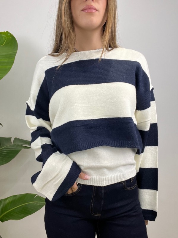 SET PULL + CANOTTA BLU/BIANCO