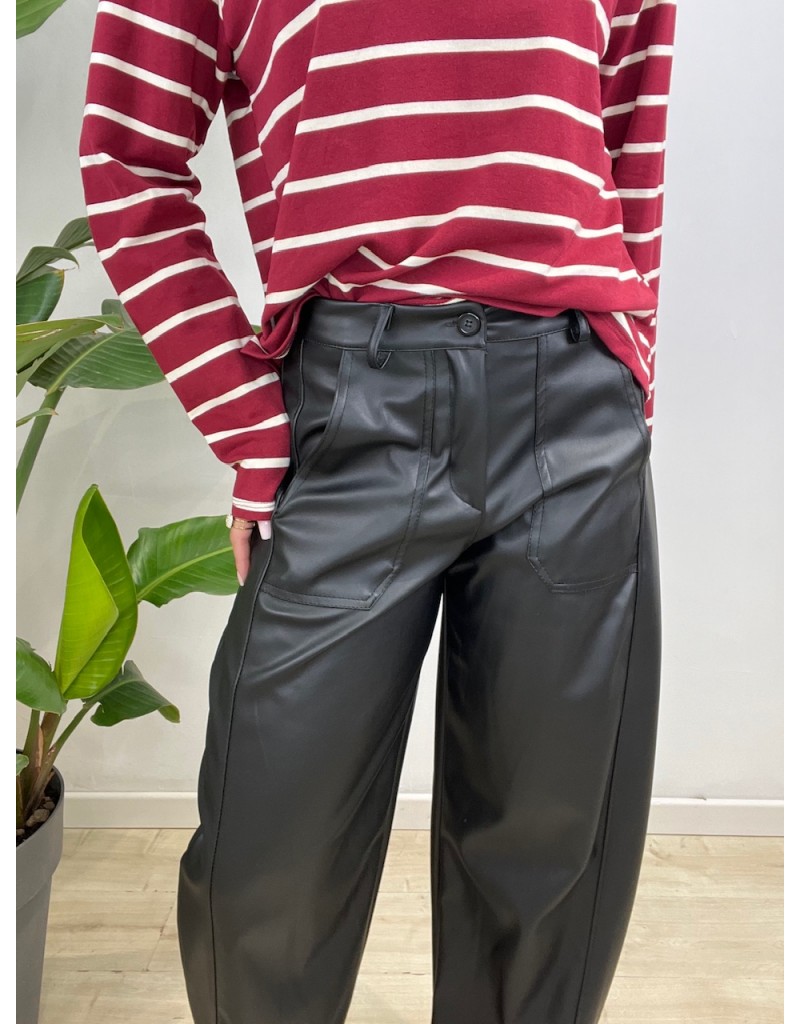 PANTALONI ECOPELLE BALLONS NERO