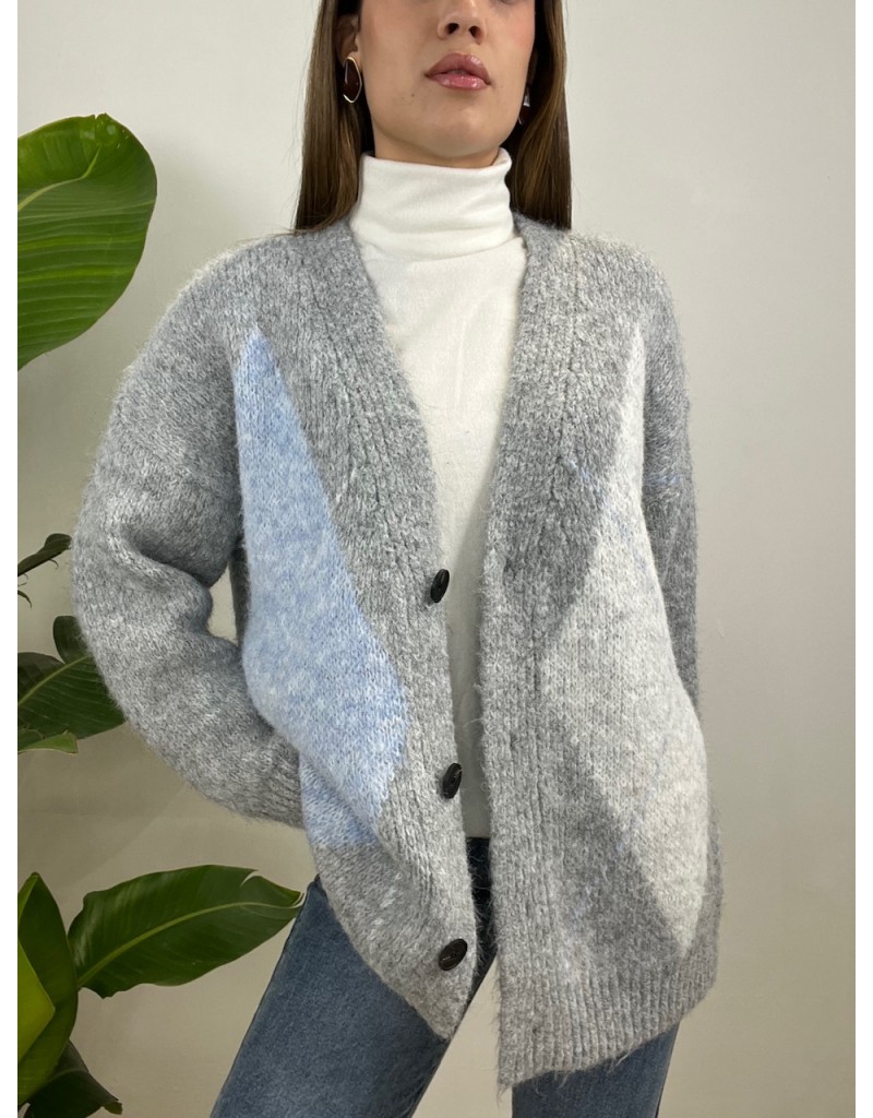 MAXI CARDIGAN FELICIA GRIGIO CHIARO
