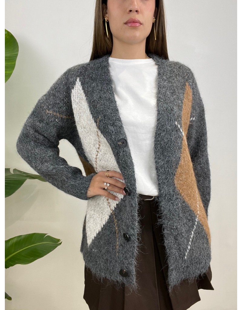MAXI CARDIGAN FELICIA GRIGIO SCURO
