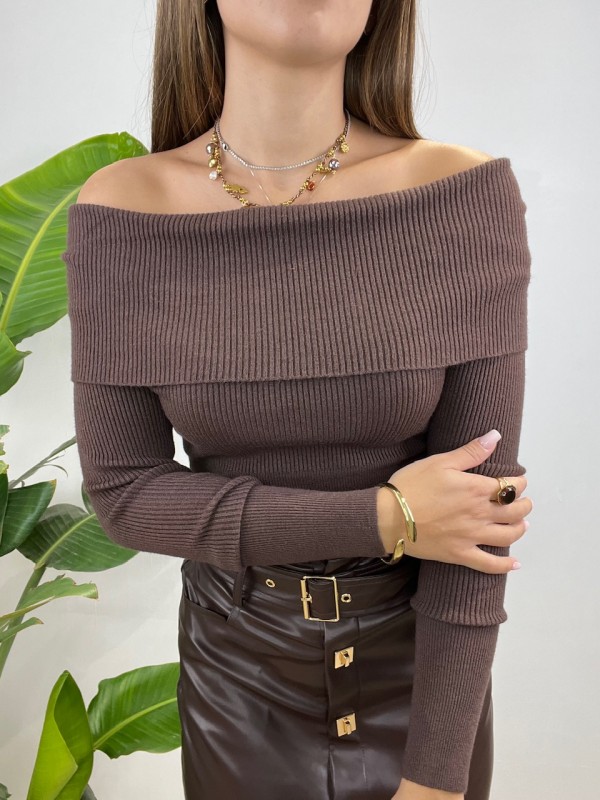 PULL RISVOLTO SIMPLY MARRONE