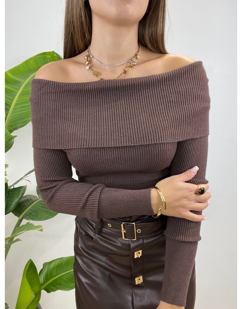 PULL RISVOLTO SIMPLY MARRONE