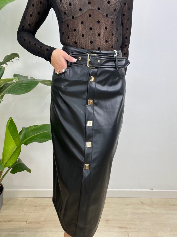 GONNA LONGUETTE ECOPELLE NERA