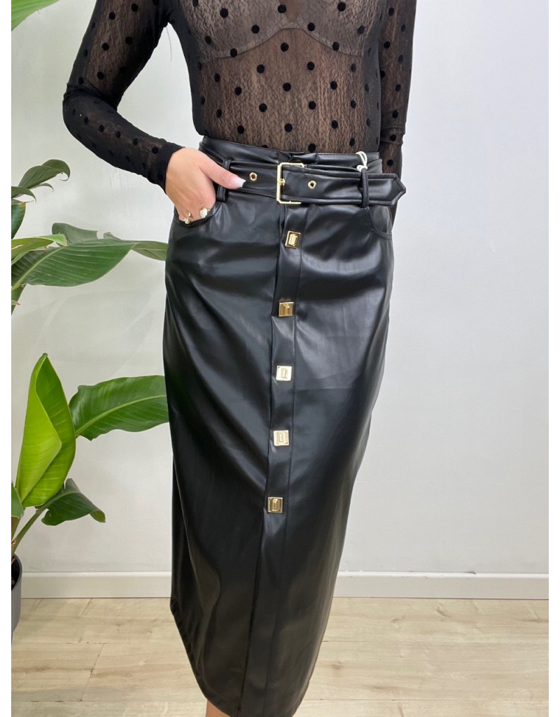 GONNA LONGUETTE ECOPELLE NERA