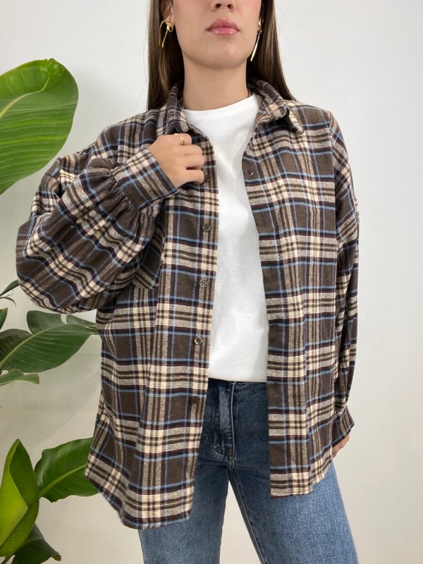 CAMICIA FANTASIA QUADRI MARRONE