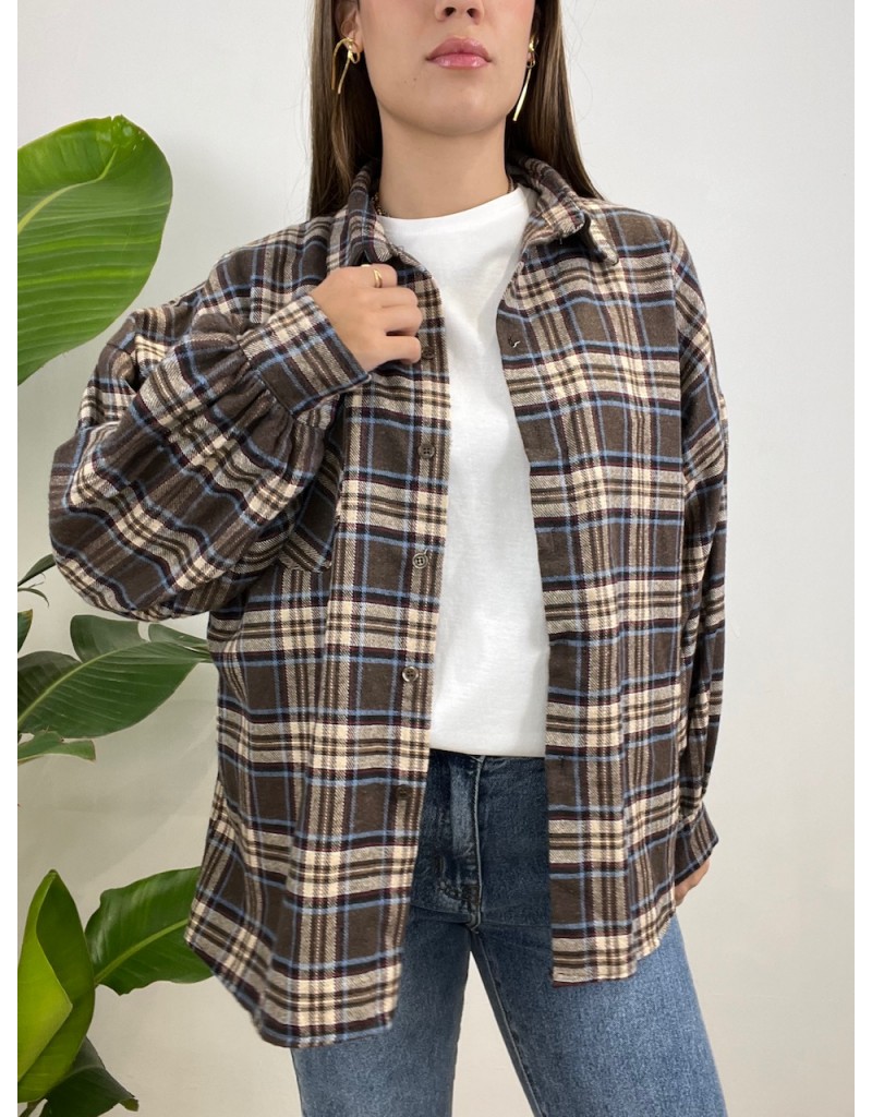 CAMICIA FANTASIA QUADRI MARRONE