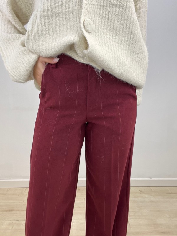 PANTALONI MORBIDI GESSATO BORDEAUX