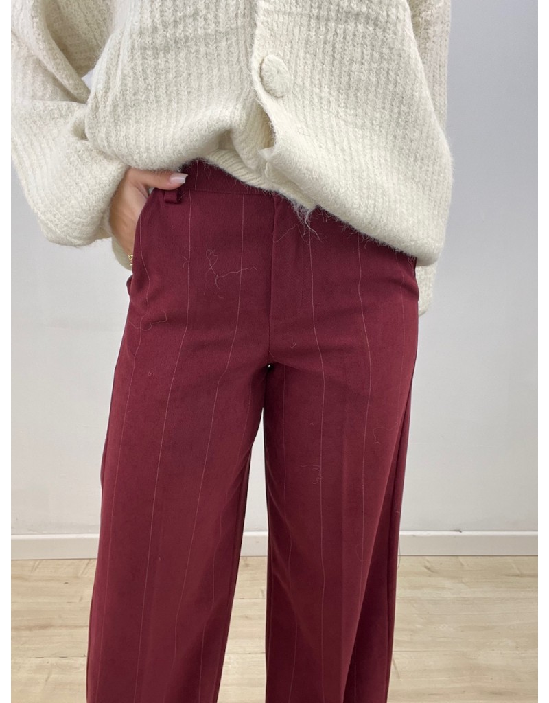 PANTALONI MORBIDI GESSATO BORDEAUX