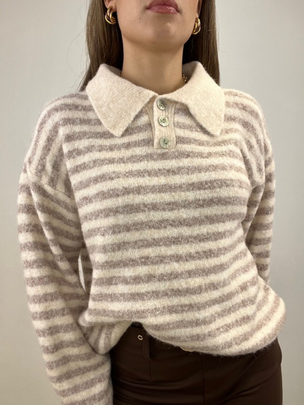PULL POLO RIGHE ECONOMY BEIGE