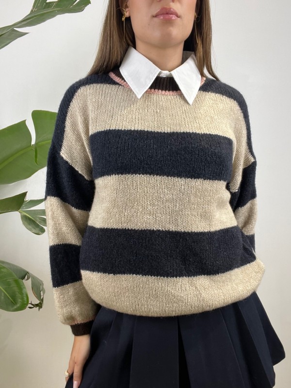 PULLOVER KARLA BEIGE BLU