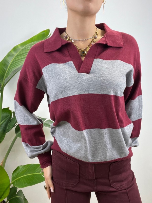 PULLOVER POLO KRIS BORDEAUX