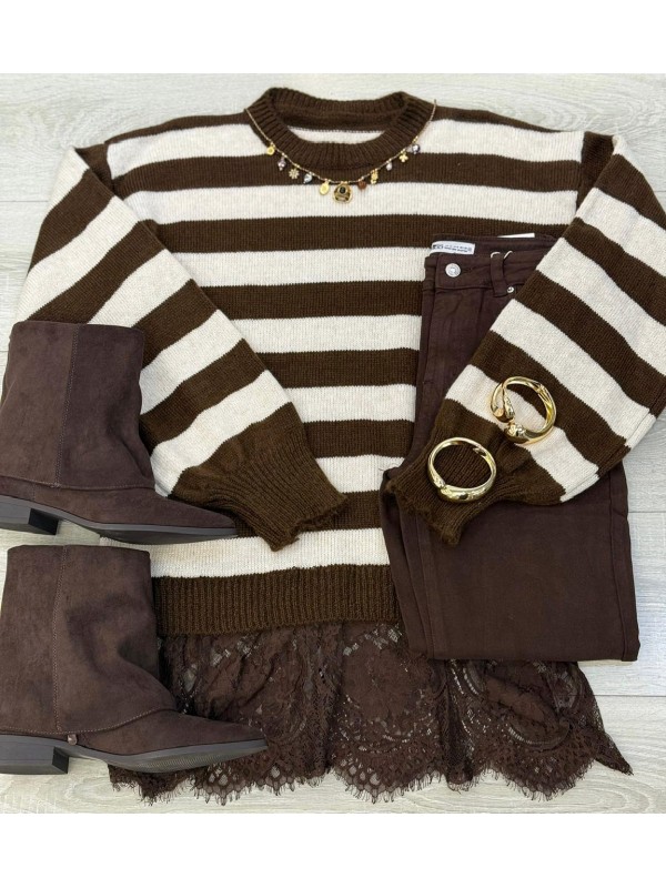 MAXIPULL RIGHE PIZZO MARRONE