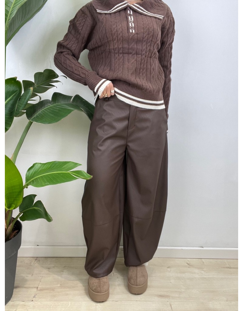 PANTALONI ECOPELLE SUSY MARRONE