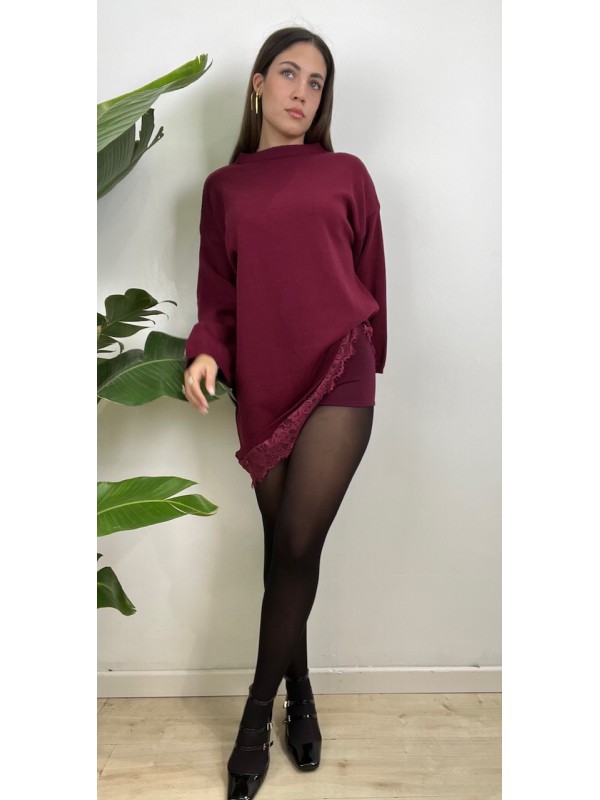 MAXI PULL ASIMMETRICO BORDEAUX